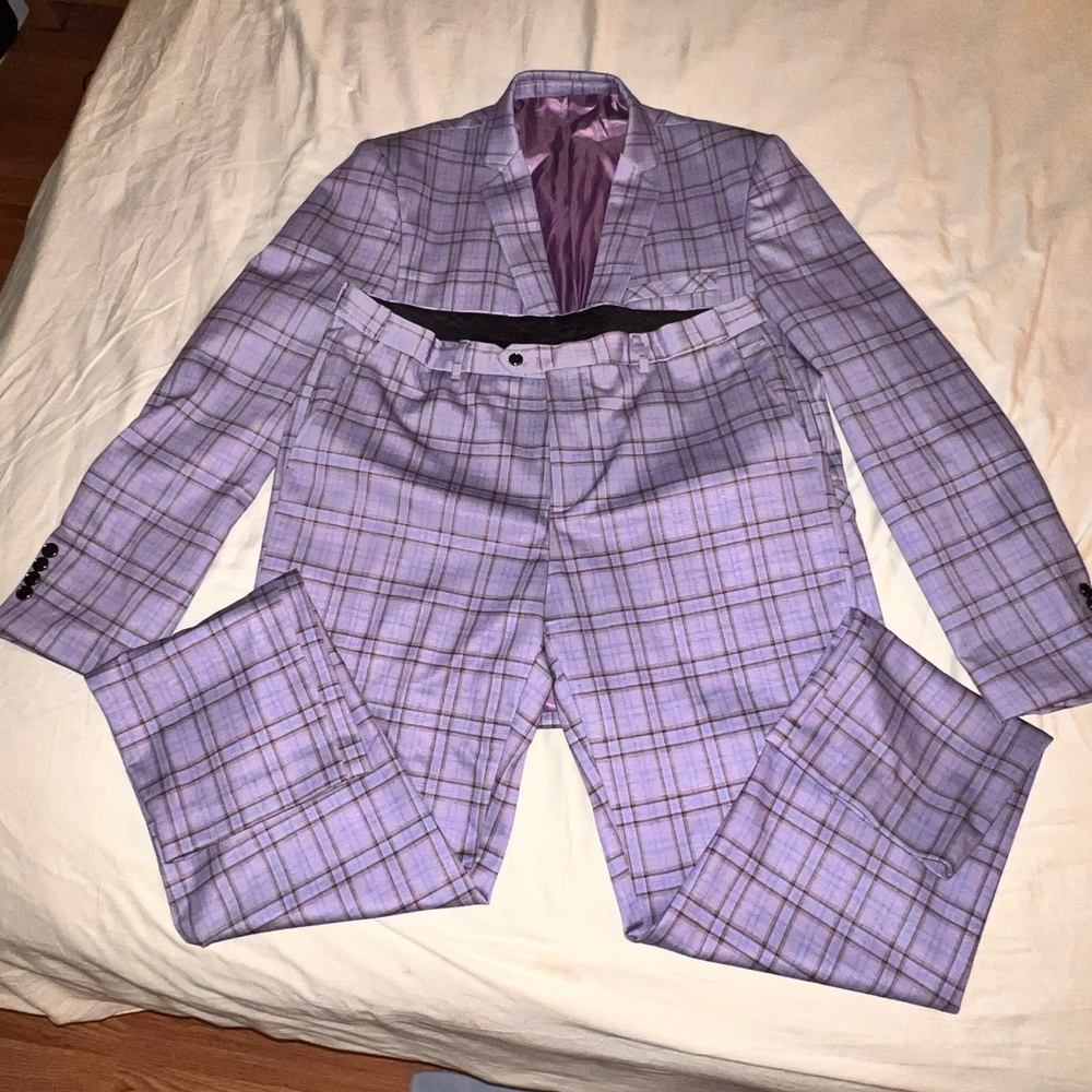 Men's Purple Plaid Suit